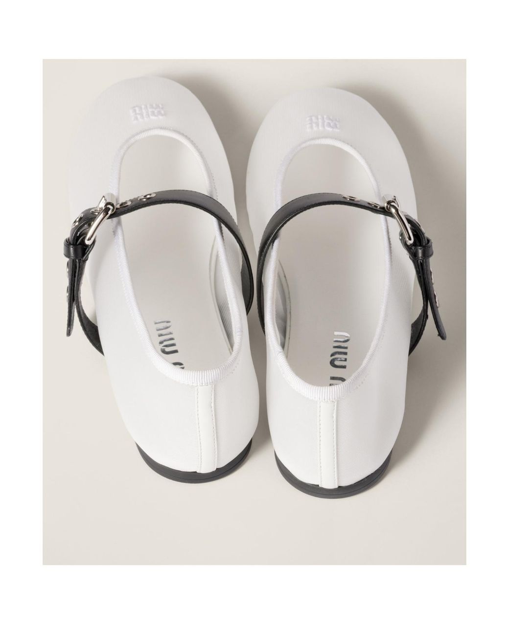 Miu Miu White Logo-Embroidered Ballerines