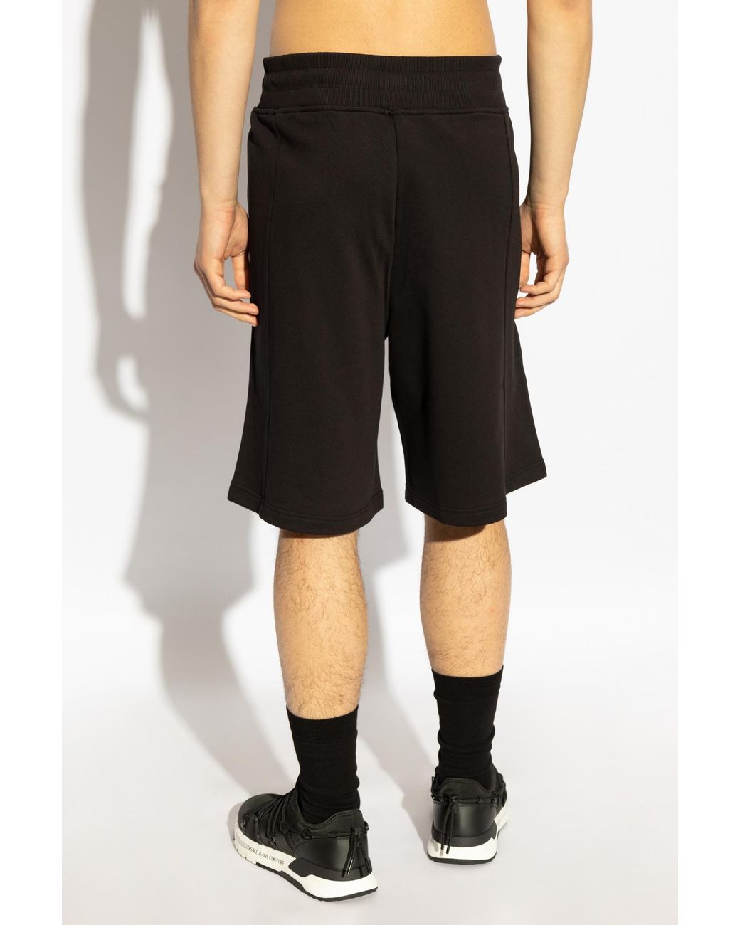 Versace Jeans Black Couture Logo Embellished Shorts for men
