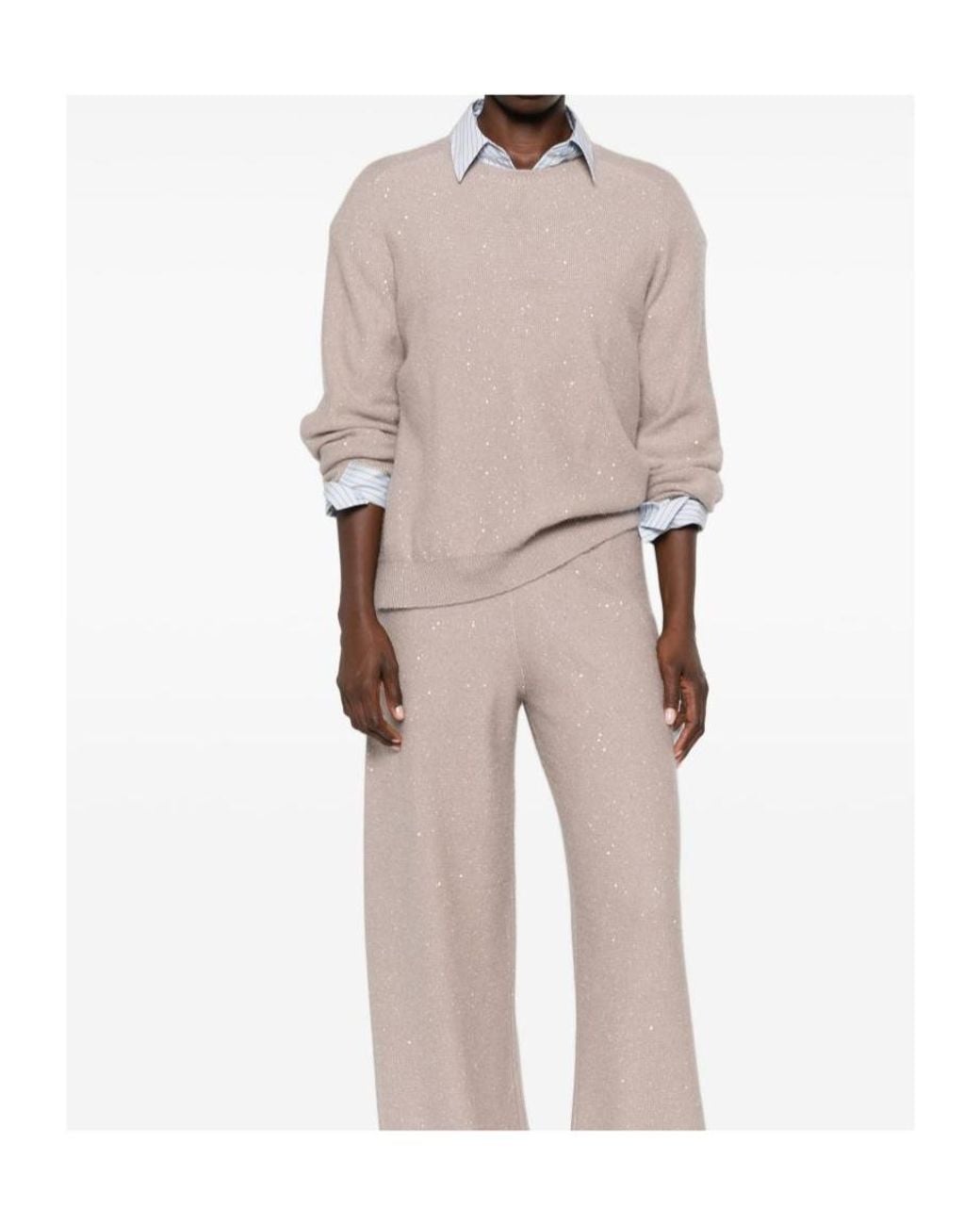 Fabiana Filippi Natural Sequin-Embellished Sweater