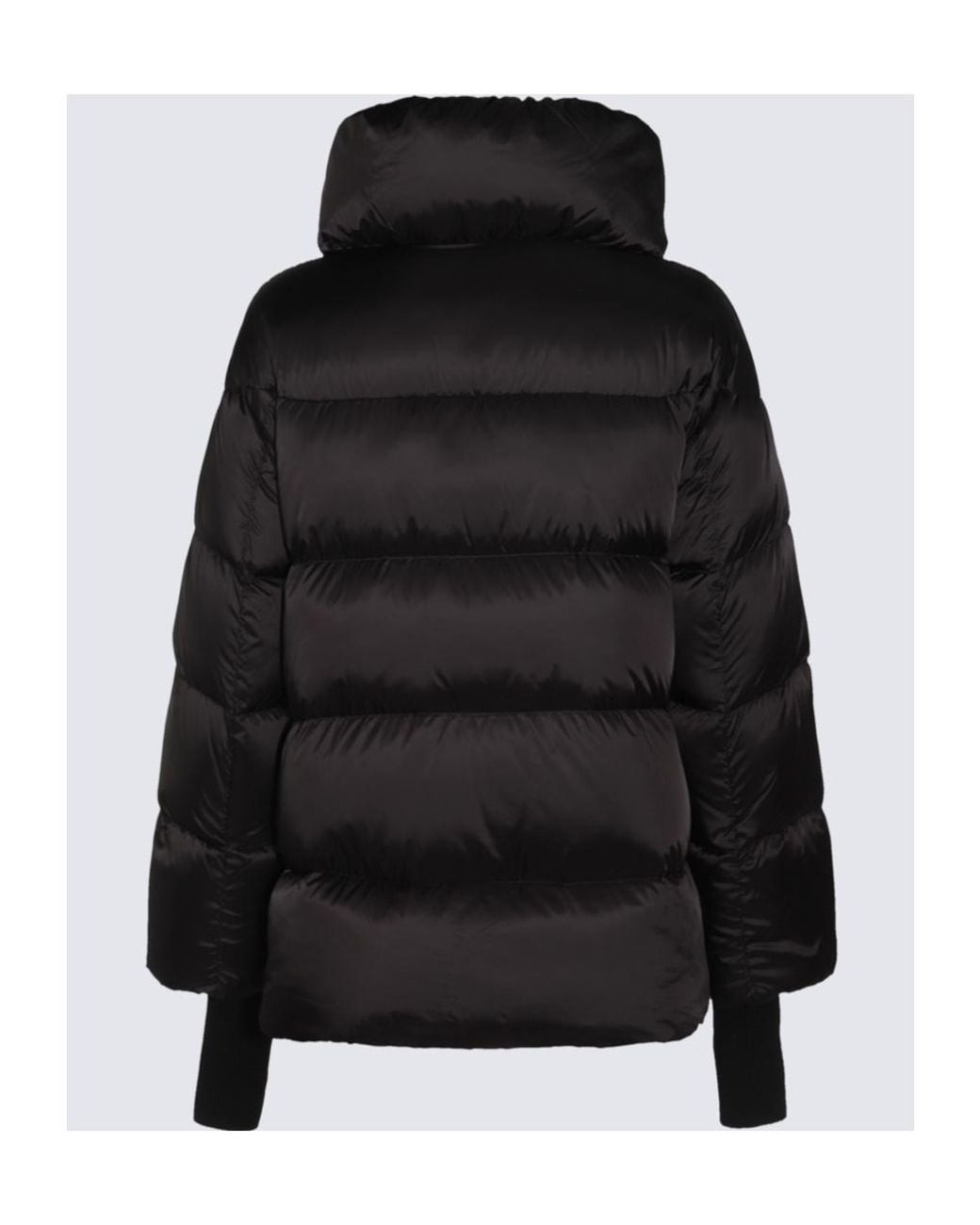 Add Black Ribbed-Cuffs Puffer Jacket