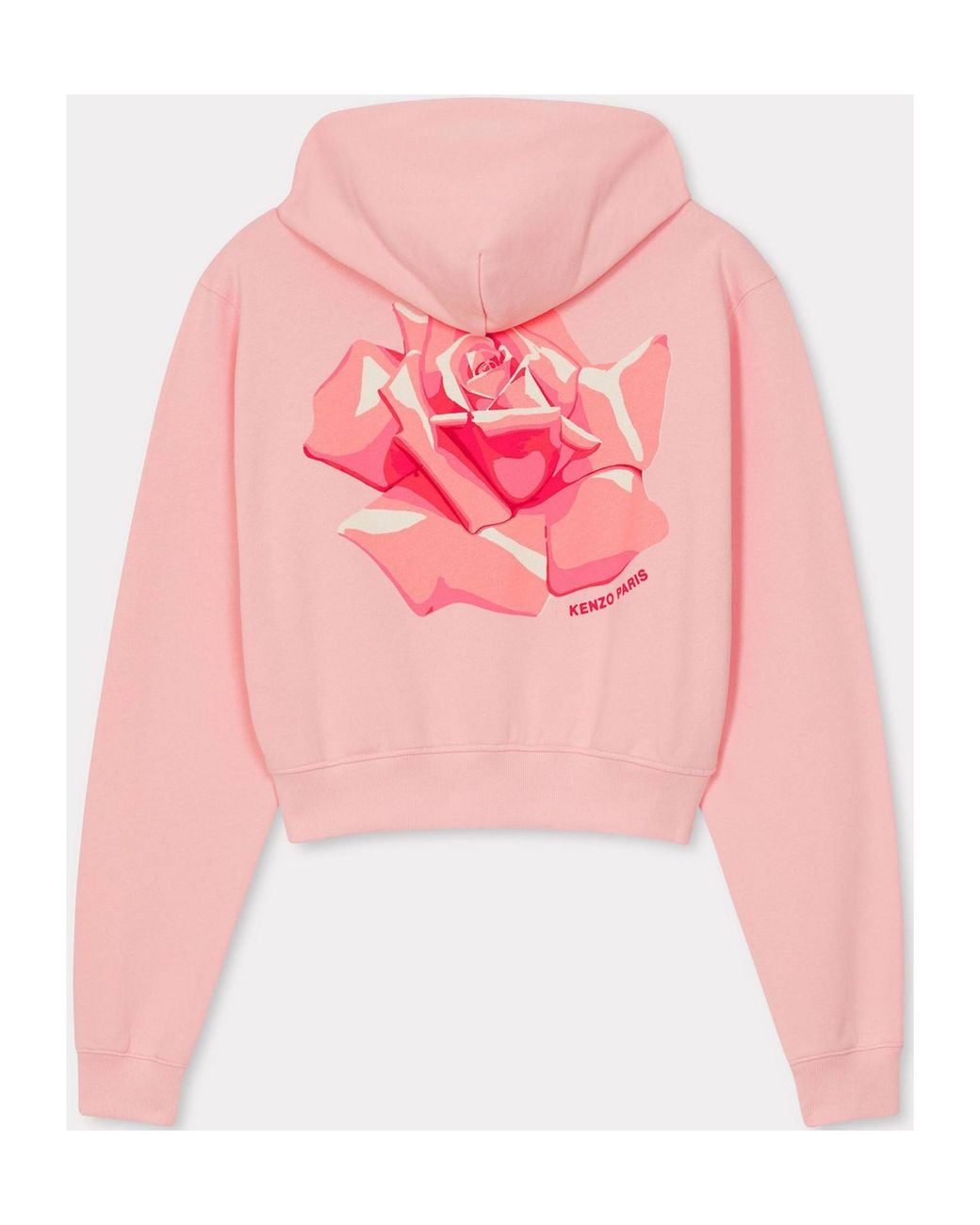 KENZO Pink Rose Printed Zipped Hoodie for men