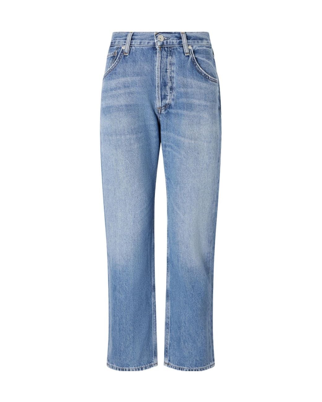 Citizens of Humanity Blue Mid-Rise Straight-Leg Boyfriend Jeans