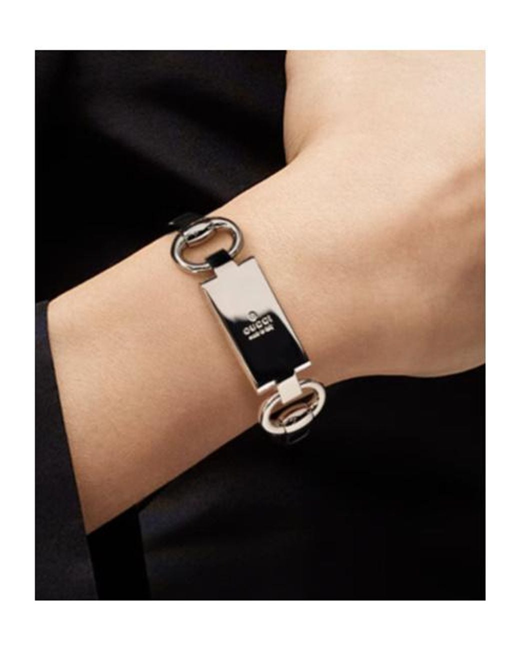 Gucci White Horsebit Motif Bangle Bracelet for men