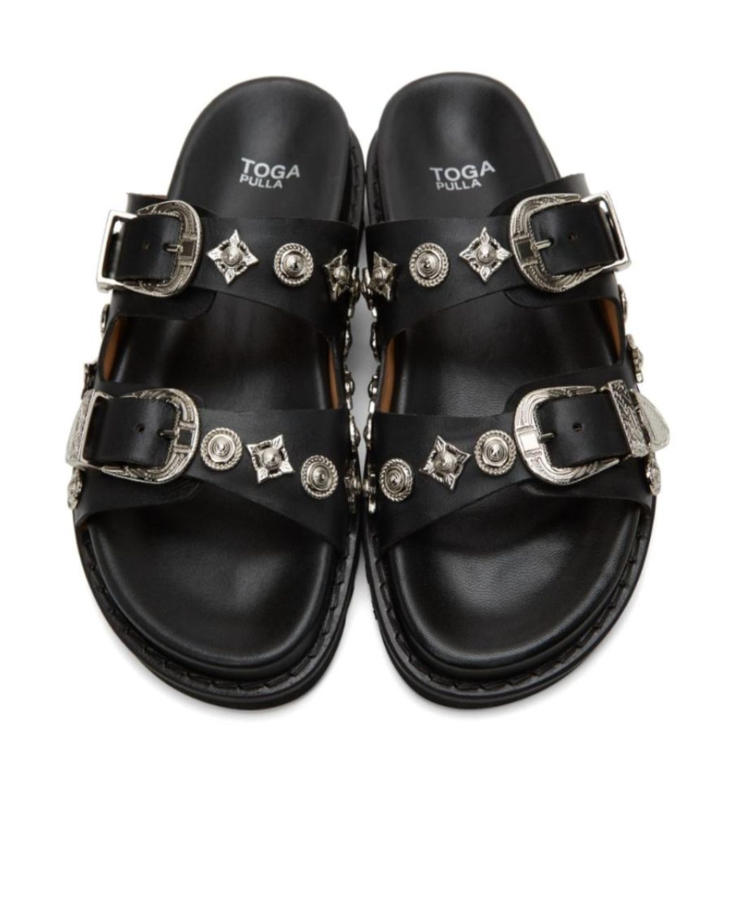 Toga Black Double Buckle Sandals