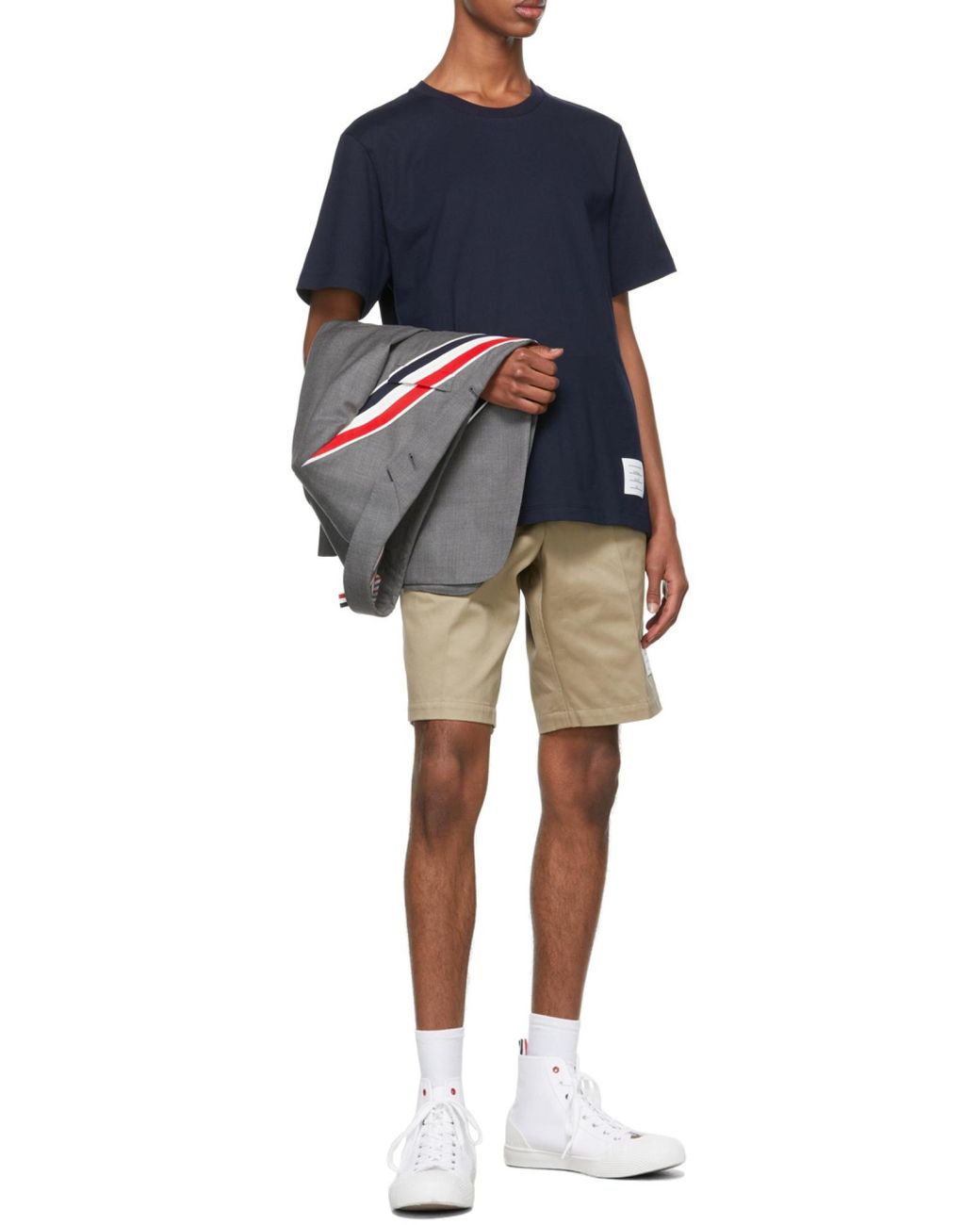 Thom Browne Blue Logo Patch Crewneck T-Shirt for men