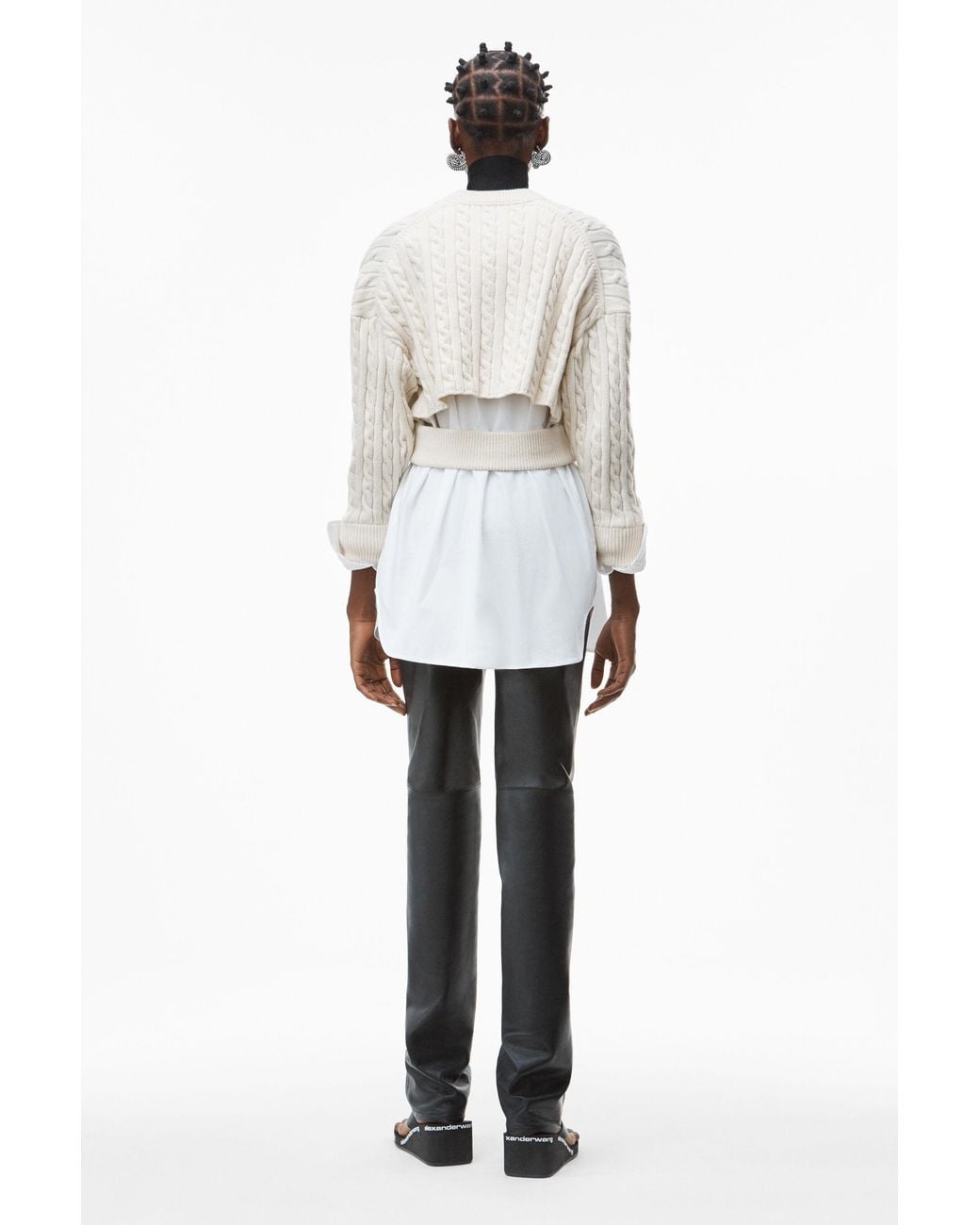 Alexander Wang White Bi-Layer Cable Shipping Cardigan