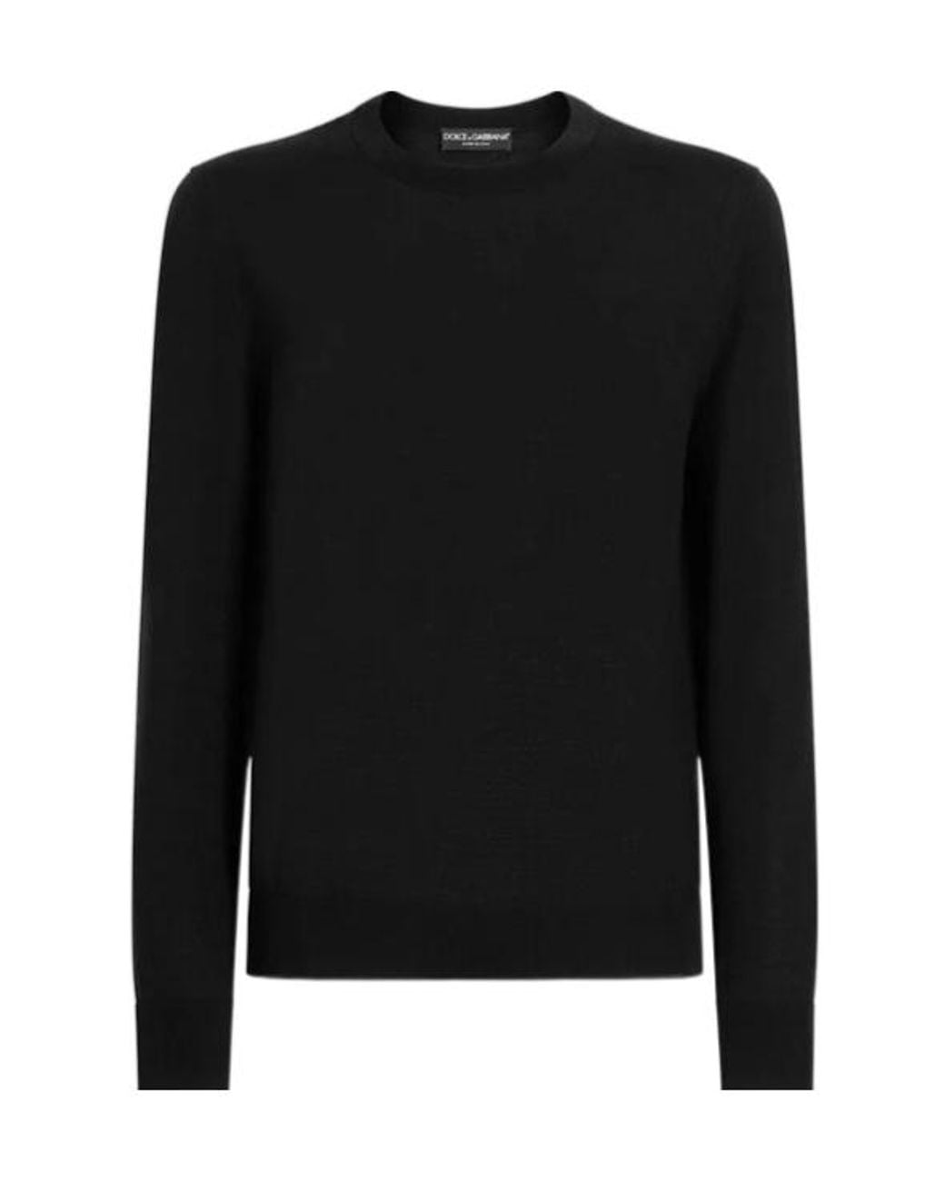 Dolce & Gabbana Black Logo Embroidered Crewneck Pullover for men