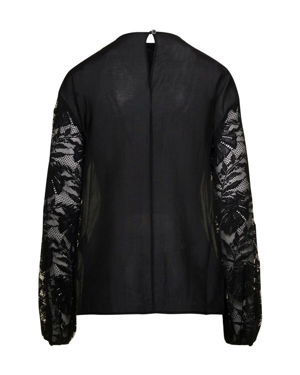 Semicouture Black Long-Sleeved Lace Blouse