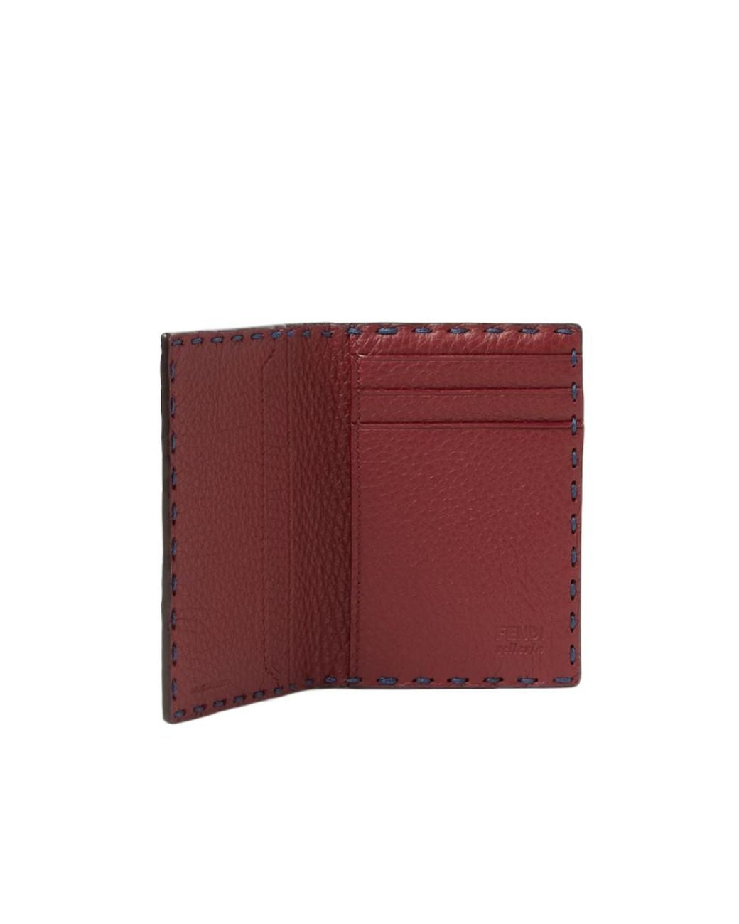 Fendi Blue Dark And Dark Selleria Card Holder With 104 Hand-Sewn Stitches for men
