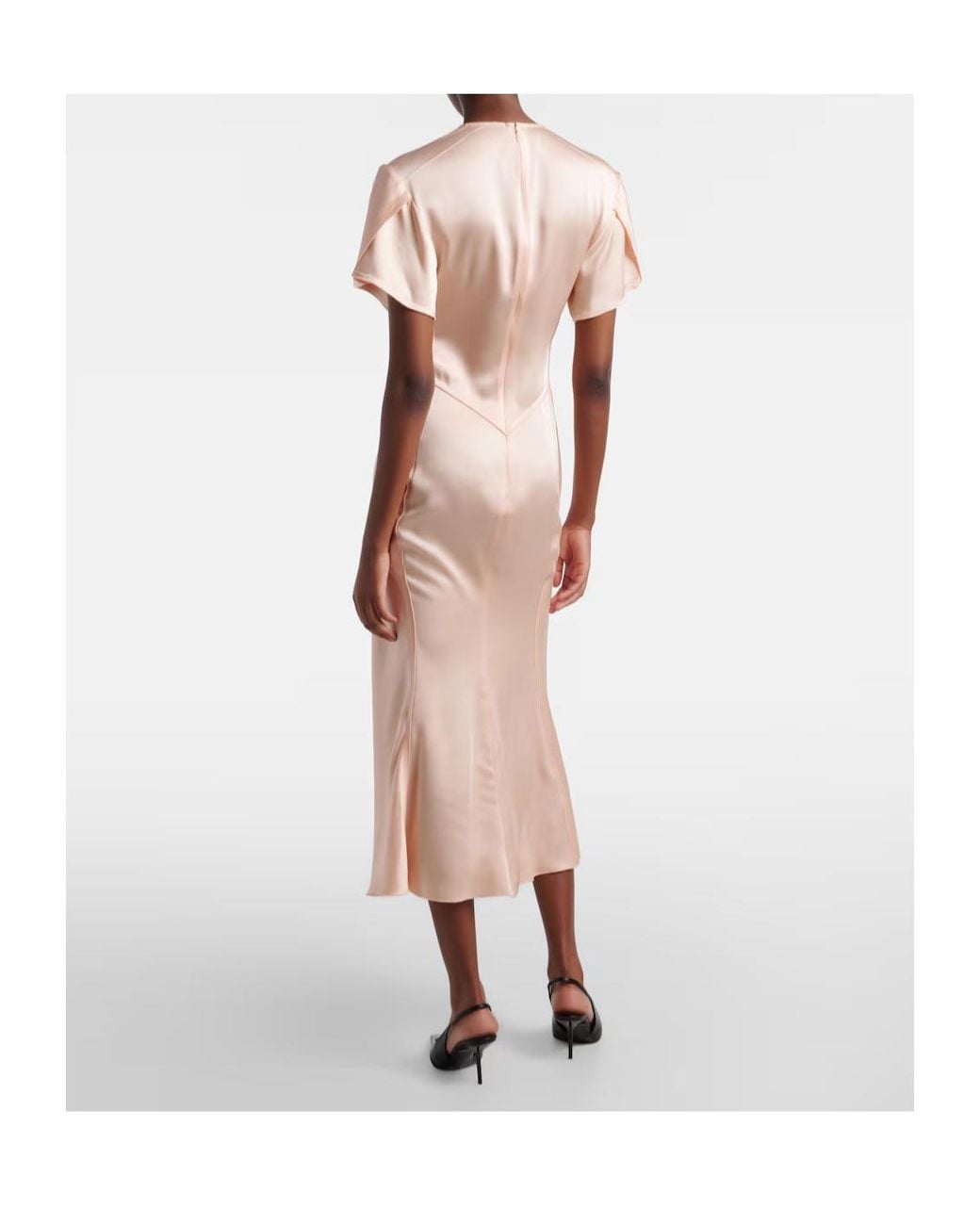 Victoria Beckham Pink Eve Gathered Satin Crêpe Midi Dress