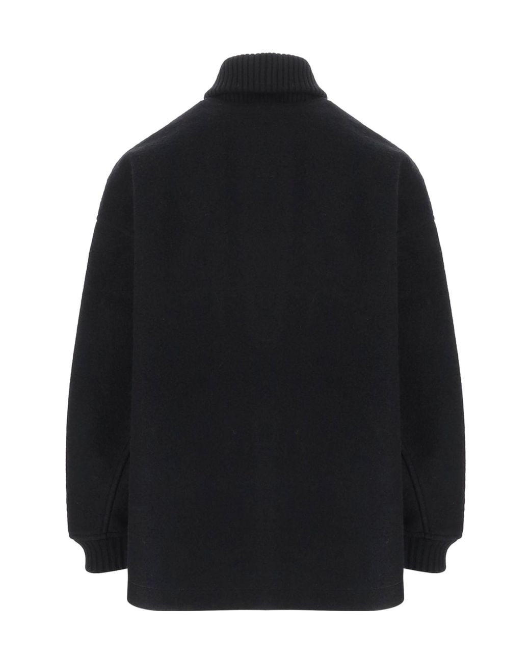 And Wander Black Ribbed-Knit-Collar Button-Up Coat for men