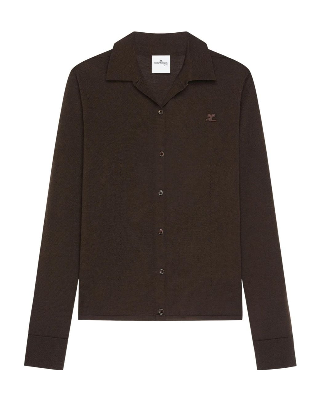 Courreges Brown Notched-Collar Cardigan