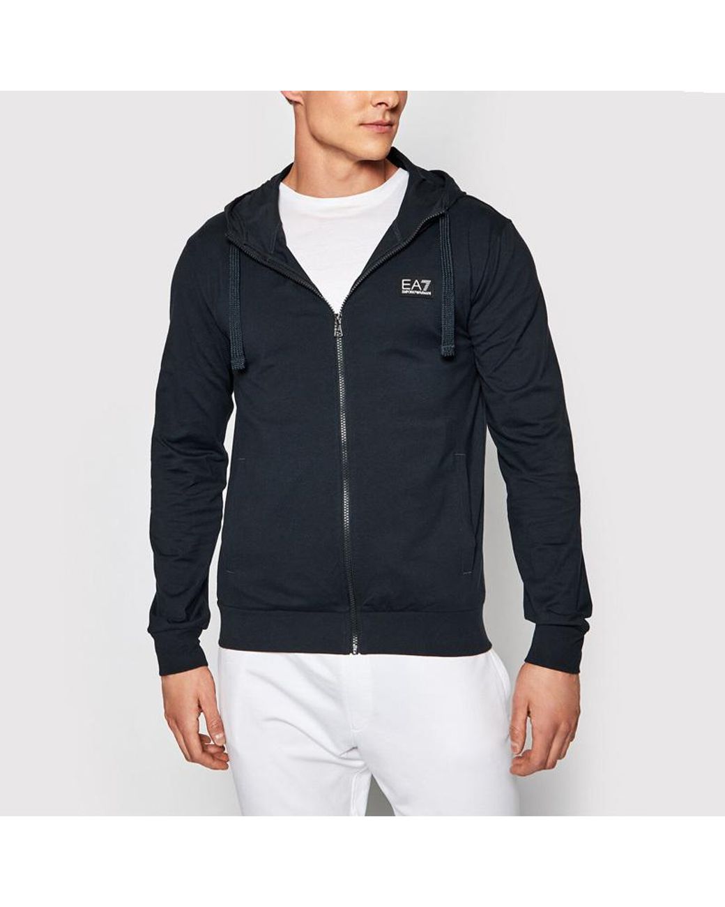 EA7 Blue Logo And Hat Casual Jacket for men