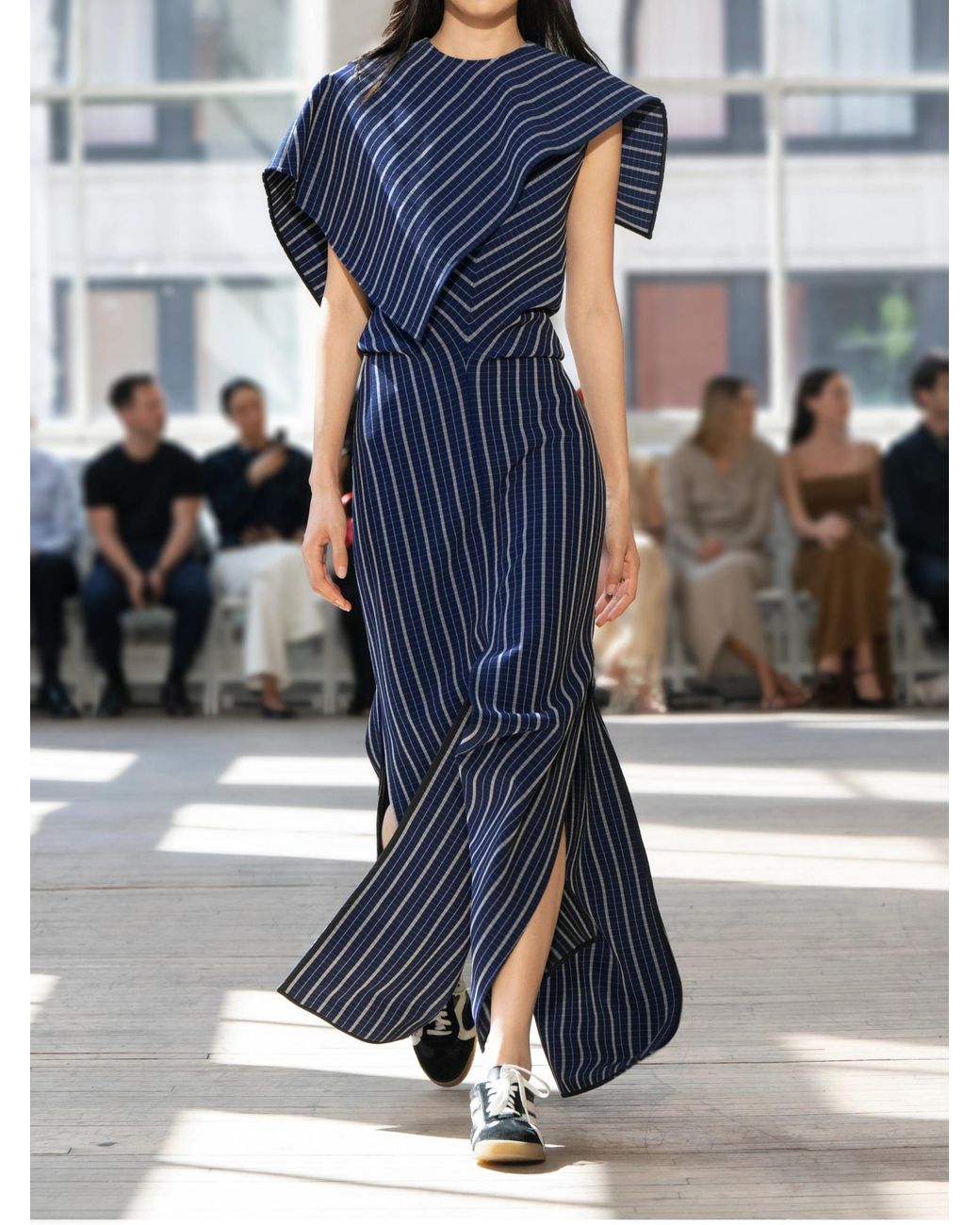 Proenza Schouler Blue Checked Stretch-Crepe Maxi Dress