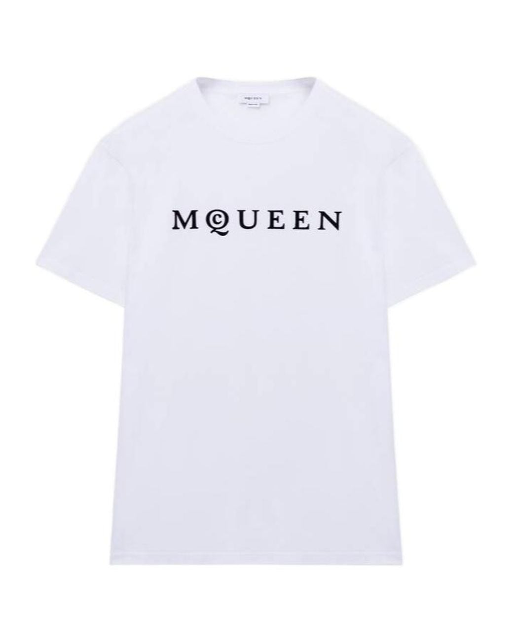 McQueen White Flocked-Logo Crewneck T-Shirt for men