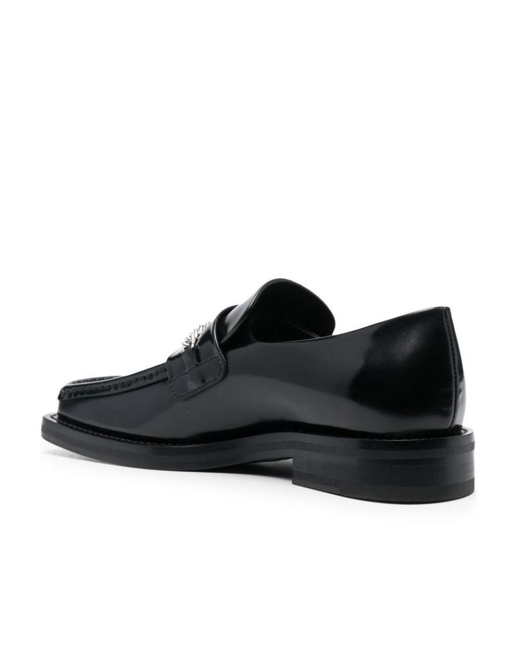 Martine Rose Black Chain-Detail Square-Toe Loafers