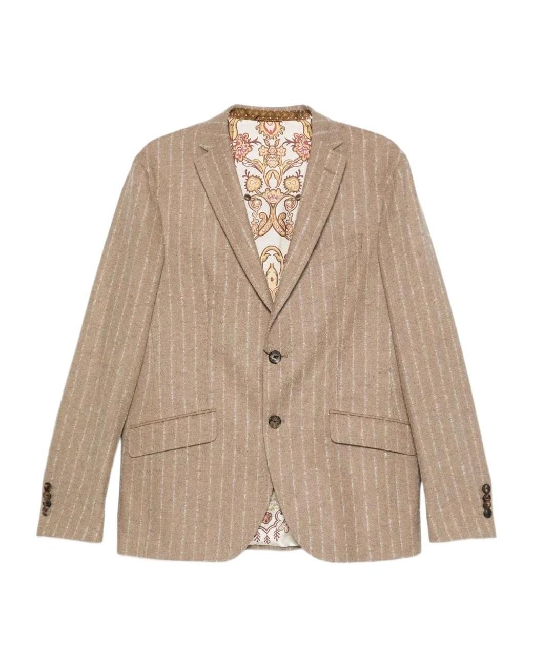 Etro Natural Pinstripe Blazer for men