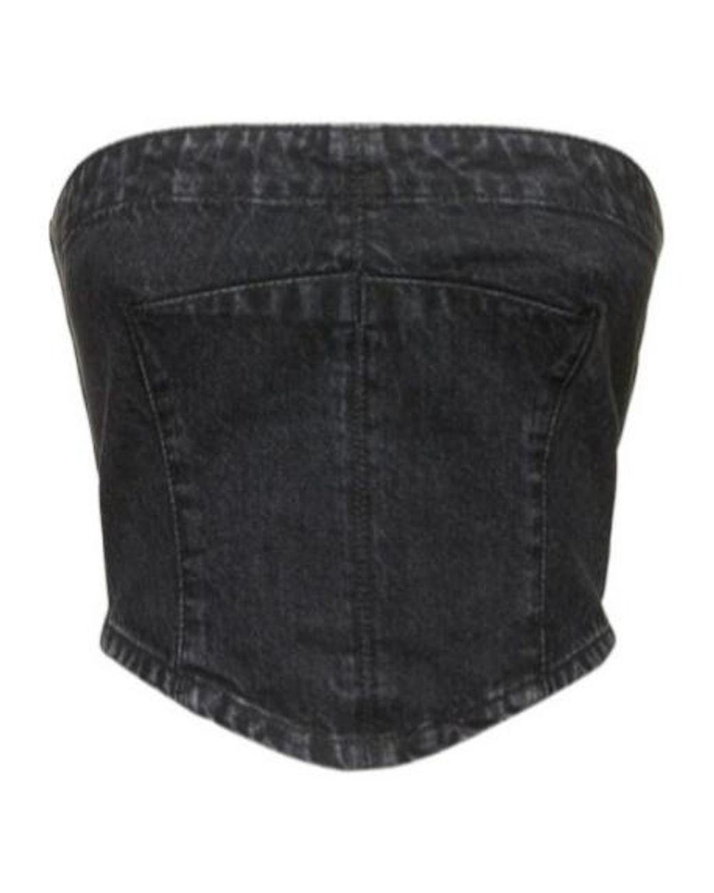 Stella McCartney Black Washed Denim Cropped Bustier Top
