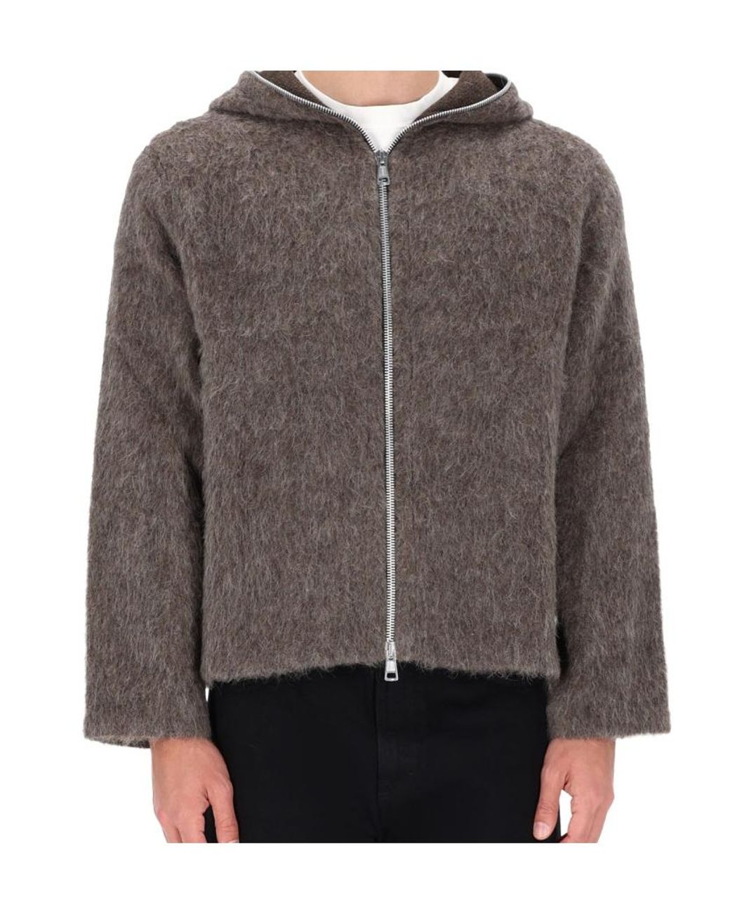 Our Legacy Brown Fuzzy Full-Zip Hooded Sweater for men