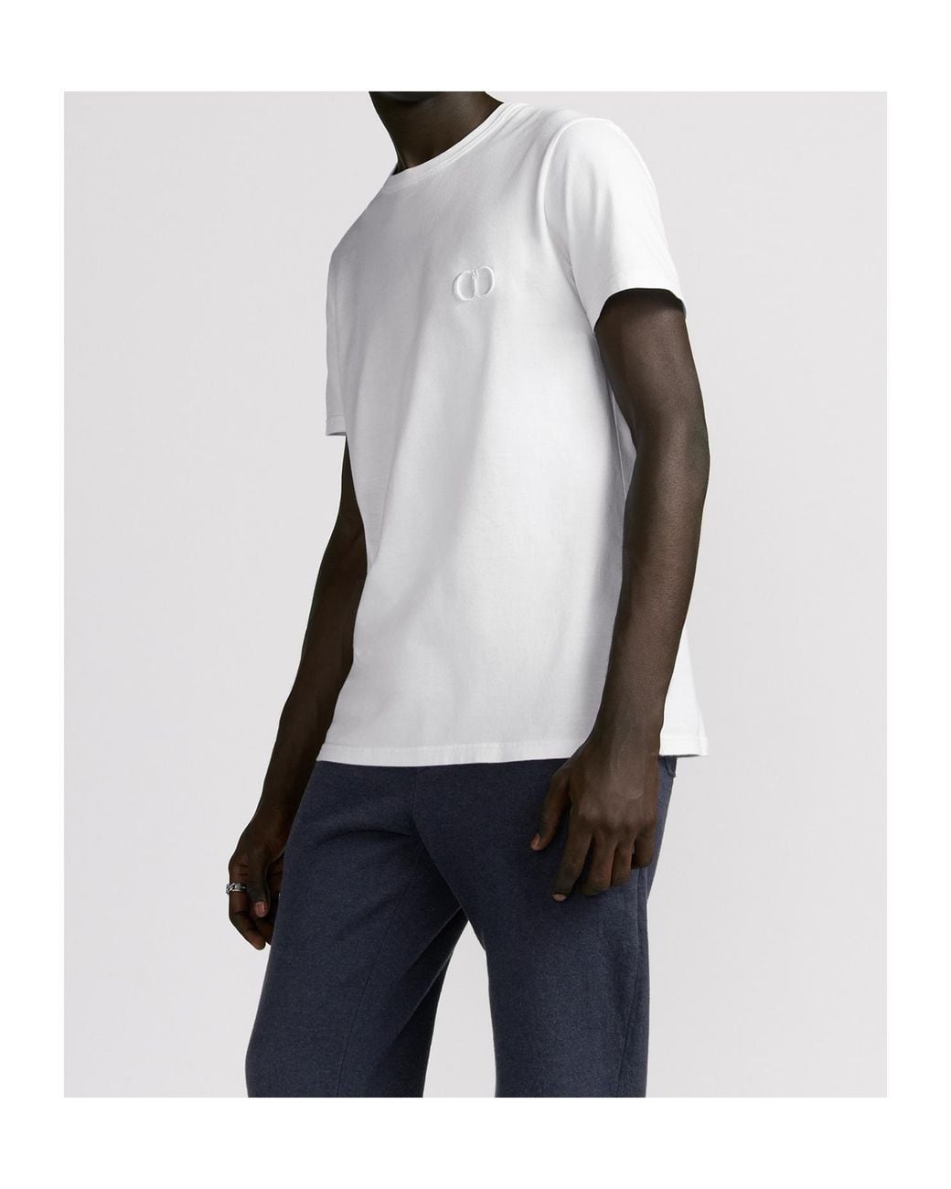 Dior White Logo Short-Sleeved T-Shirt for men