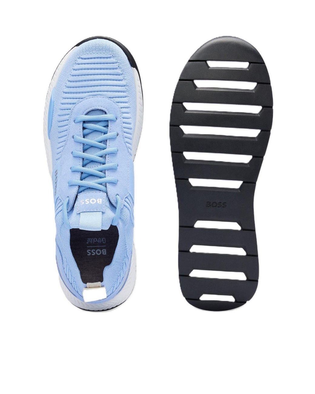 Boss Blue Lowtop Laceup Sneakers for men