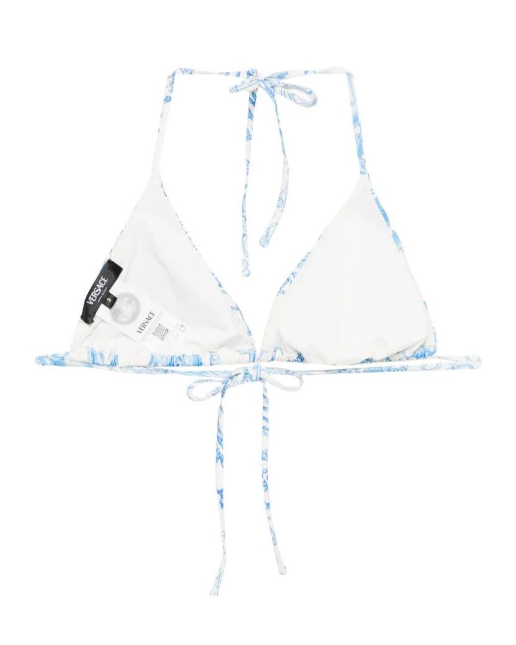 Versace Blue Graphic-Print Bikini Top
