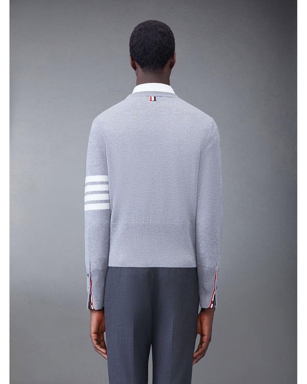 Thom Browne Gray 4-Bar Stripe Crewneck Jumper for men