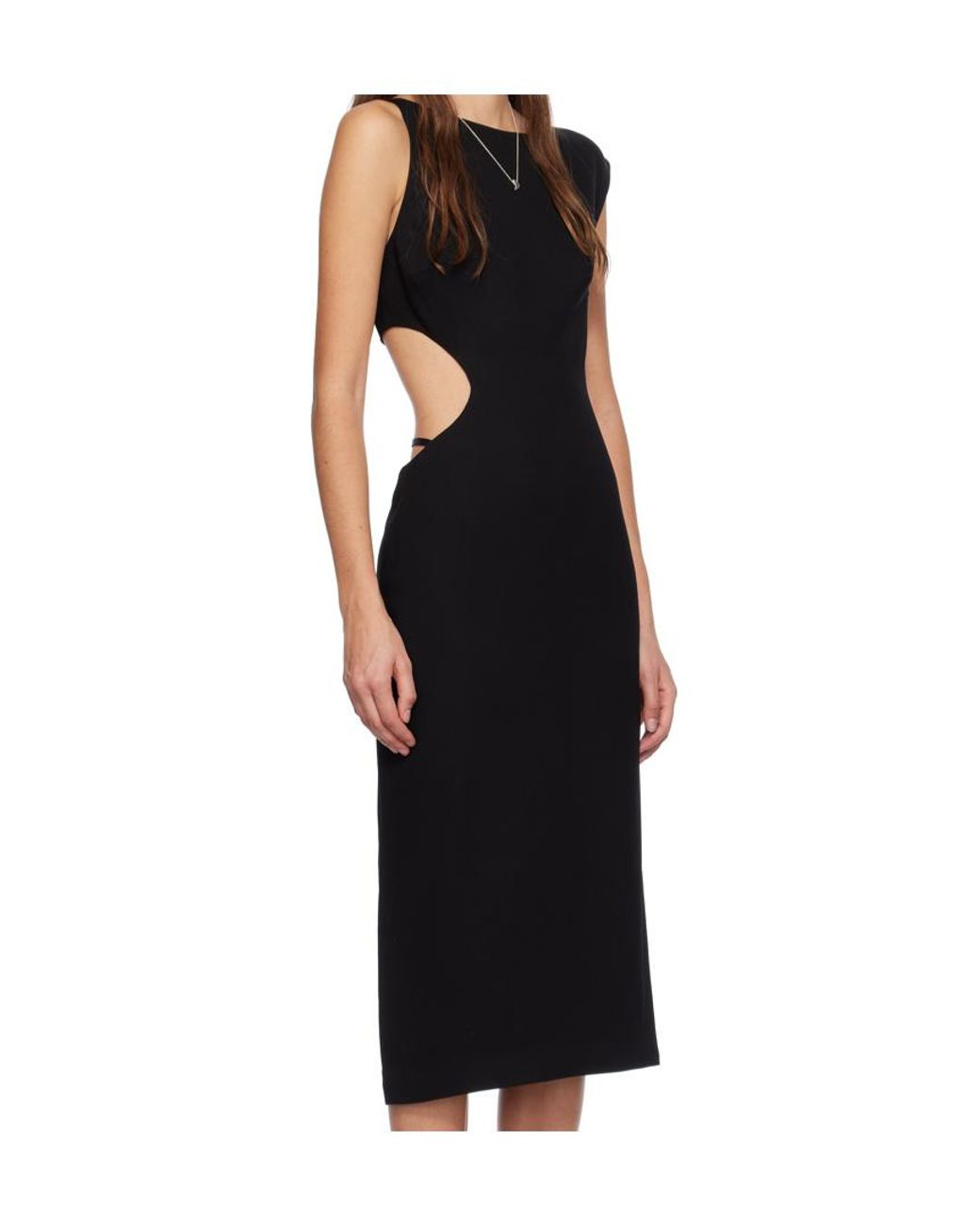 St. Agni Black Arc Cut-Out Detailed Sleeveless Midi Dress