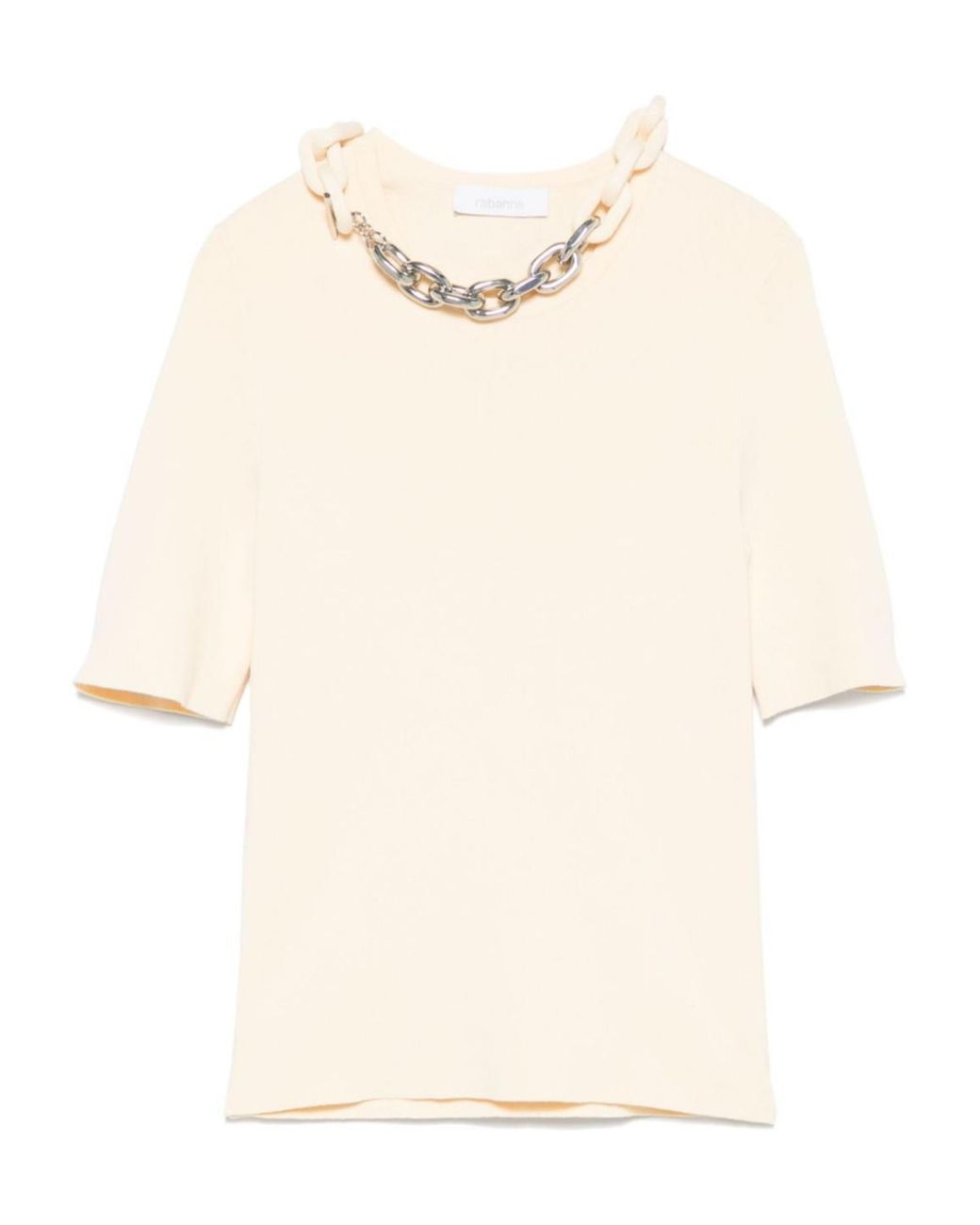 Rabanne Natural Chain Link-Detailed Crewneck Top