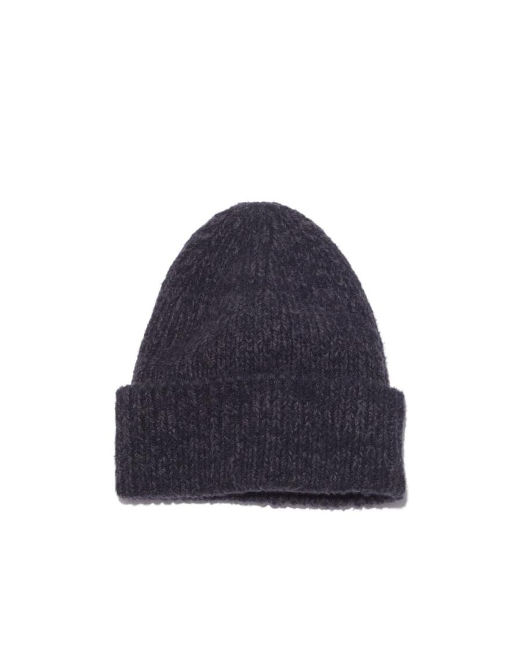 Acne Blue Ribbed Knit Beanie Hat for men