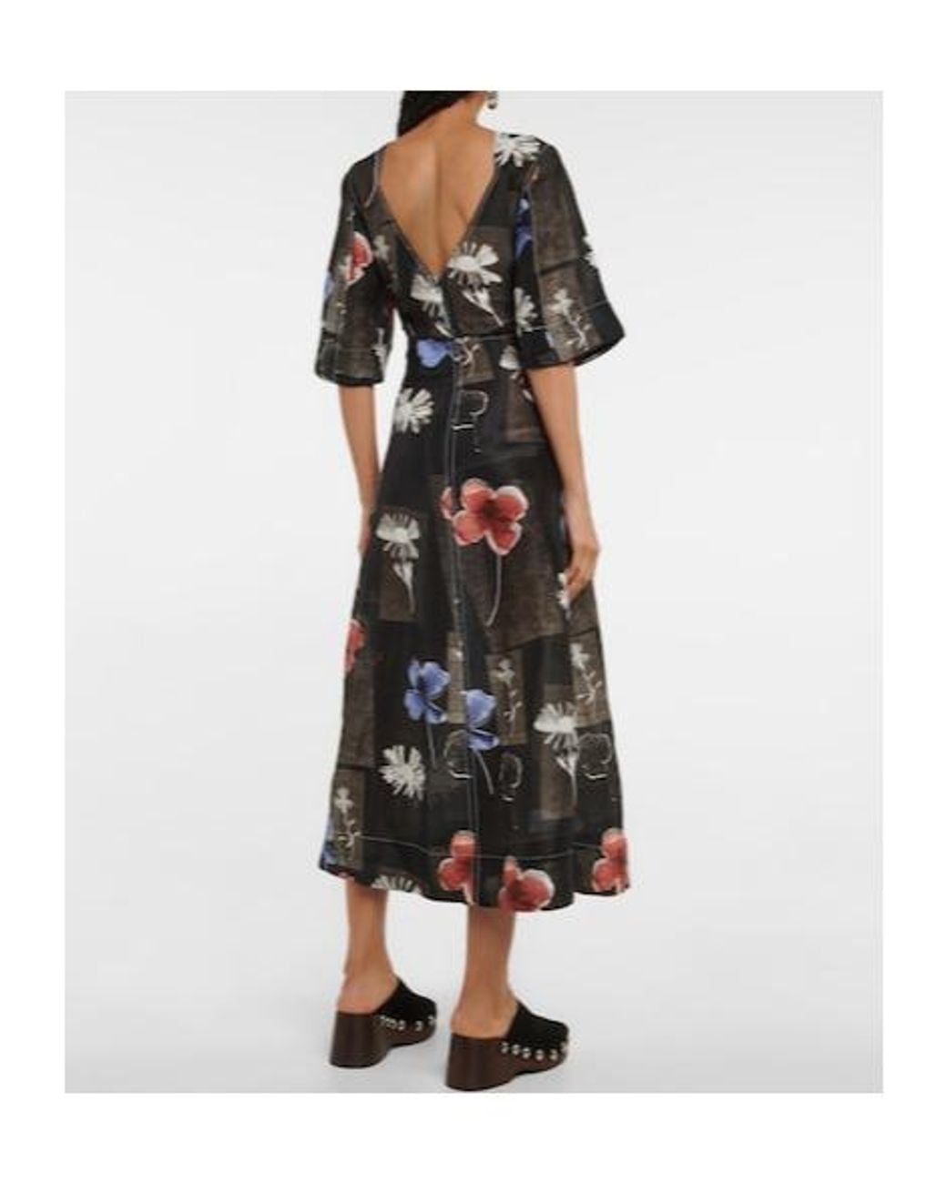 Ganni Black Long Dress With Geometric Patterns