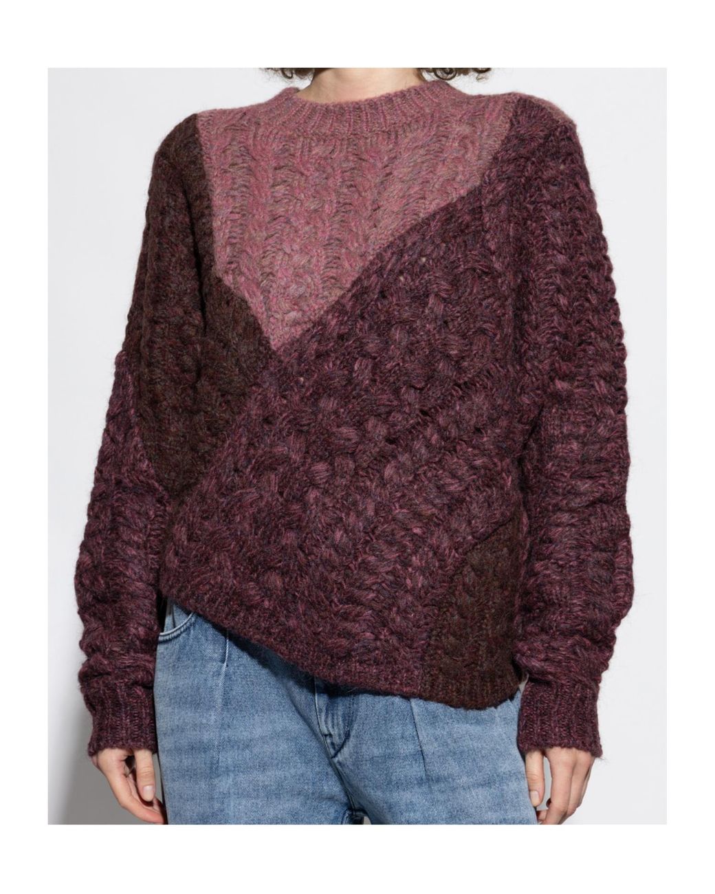 Isabel Marant Purple Cable-Knit Patchwork Sweater