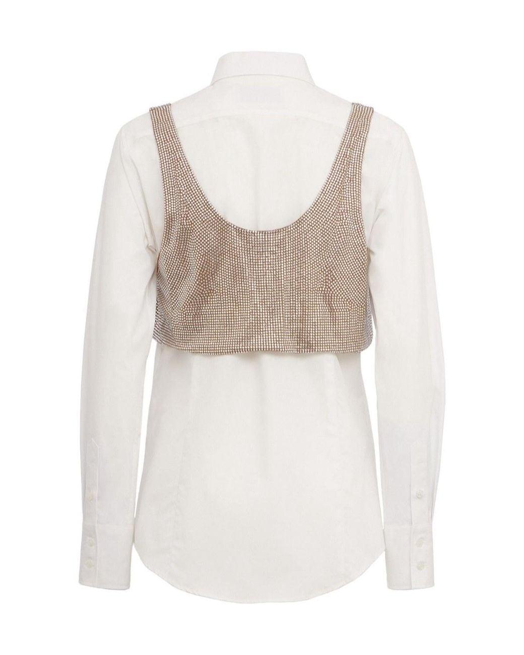 GIUSEPPE DI MORABITO White Cotton Poplin Shirt With Crystal Top