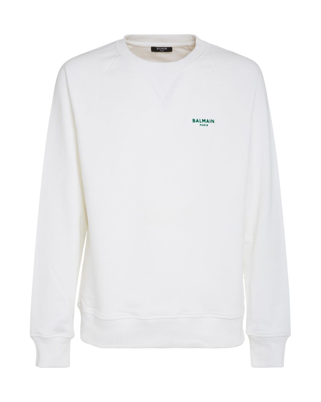 Balmain White Logo Printed Crewneck Sweatshirt for men