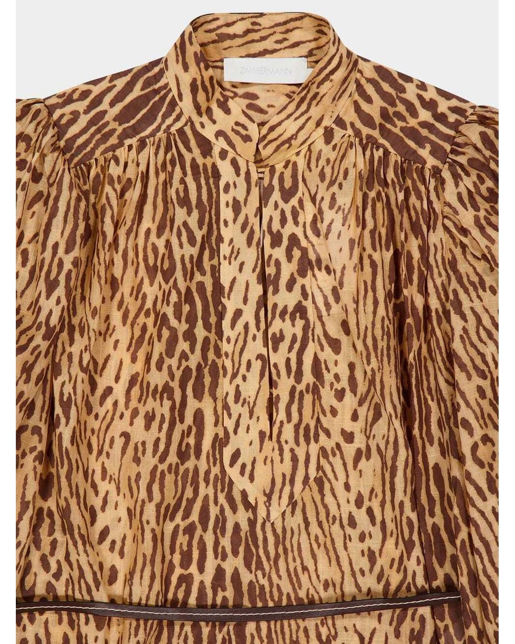 Zimmermann Brown Fluid Blouse With Animal Print