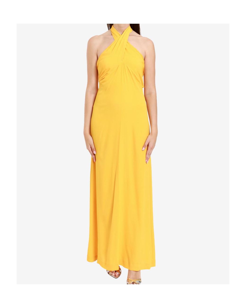 Semicouture Yellow Halter Neck Dress