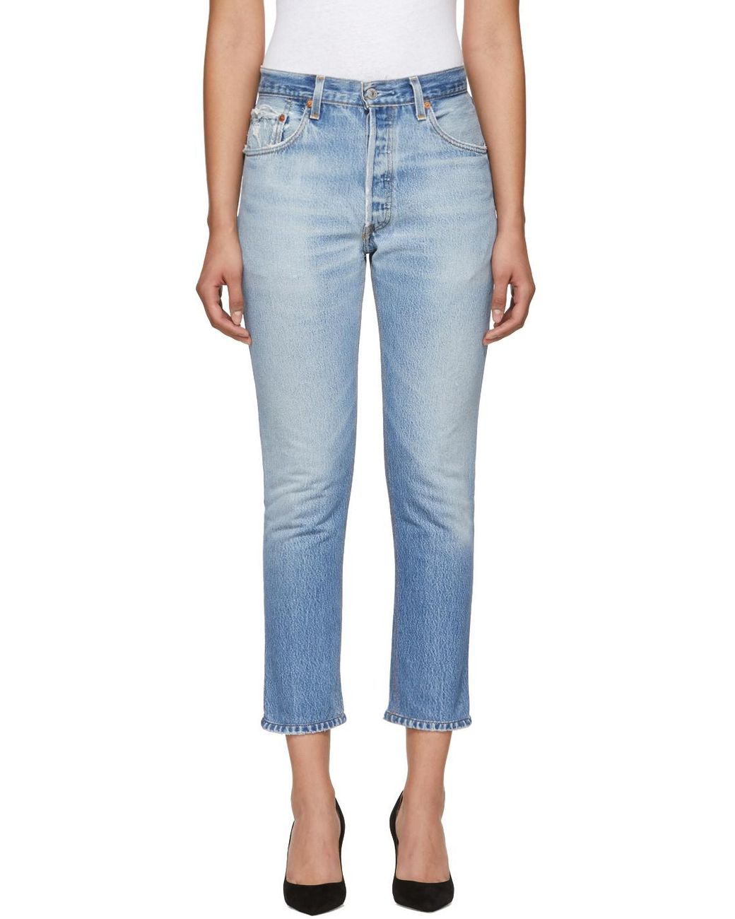 Re/done Blue High-Rise Cropped Jeans