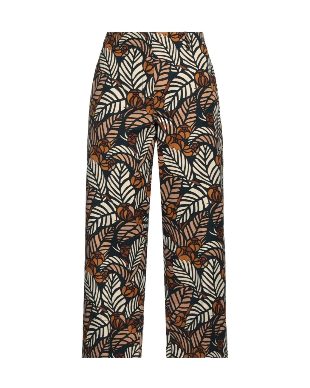 Max Mara Gray Floral Print Canvas Pants
