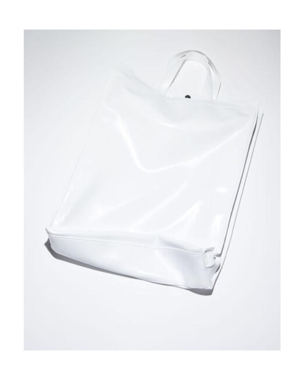 Acne White Logo Embossed Tote Bag for men