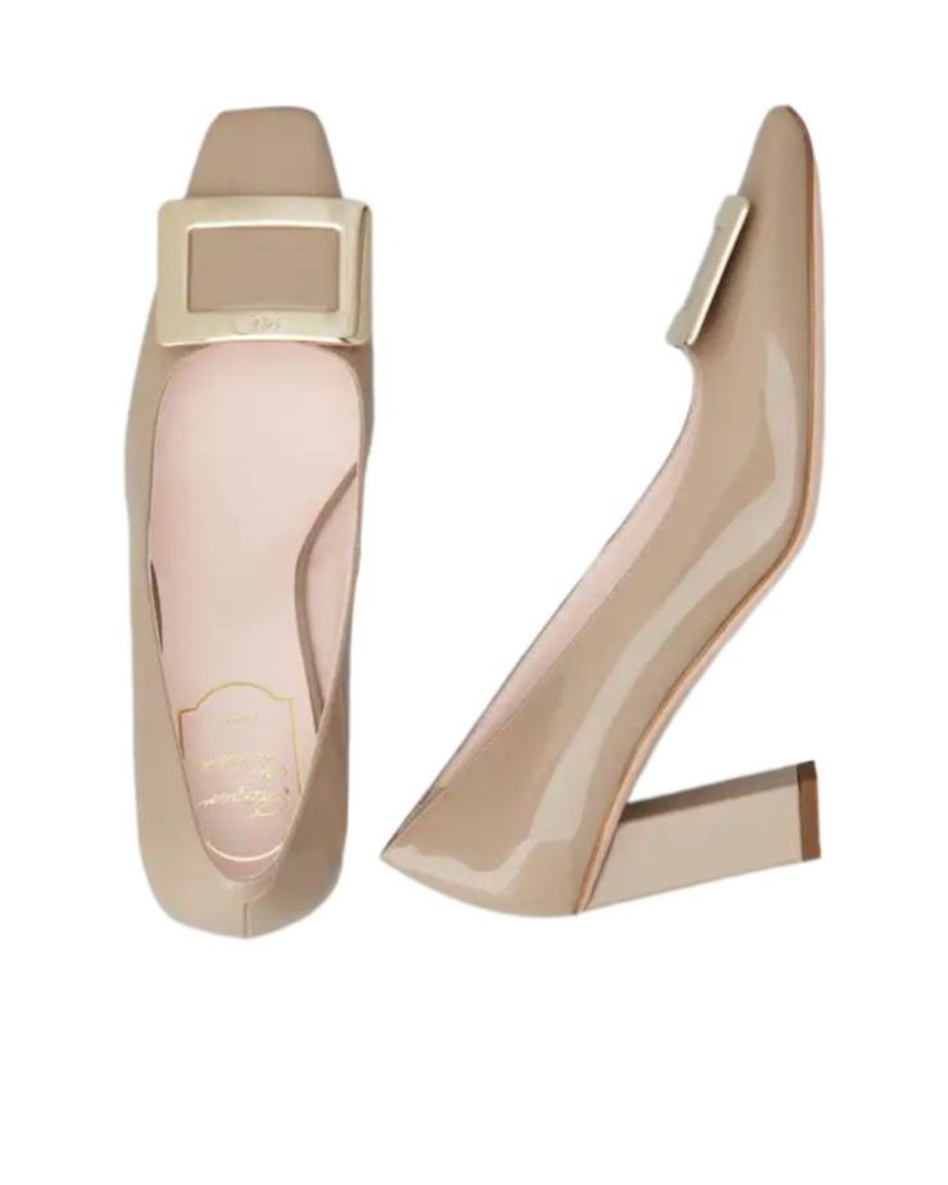 Roger Vivier Natural Logo Engraved Block Heel Pumps