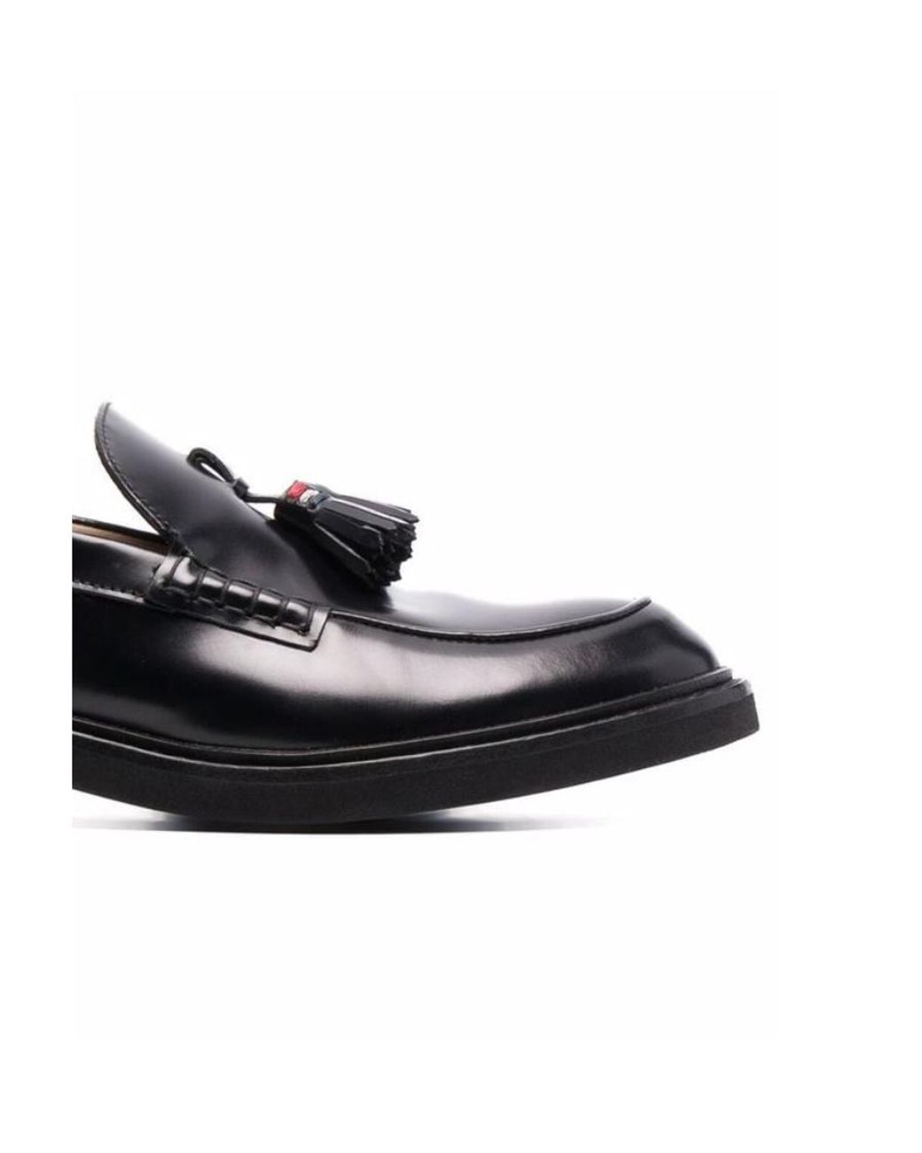 Thom Browne Black Round Toe Slip-On Loafers