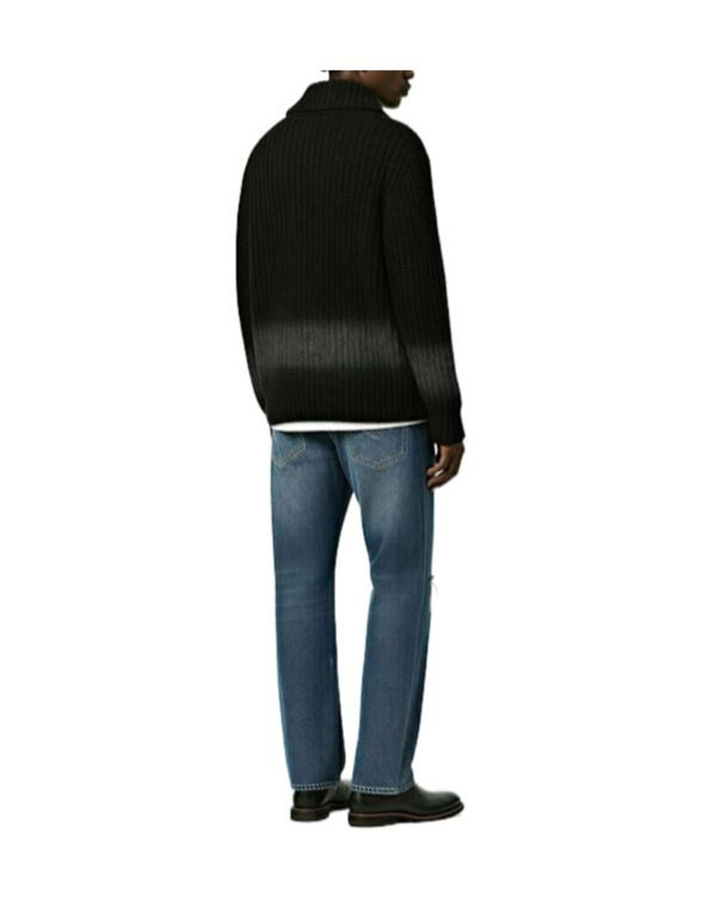 Sacai Black Garment Dyed Wool Knit Cardigan for men