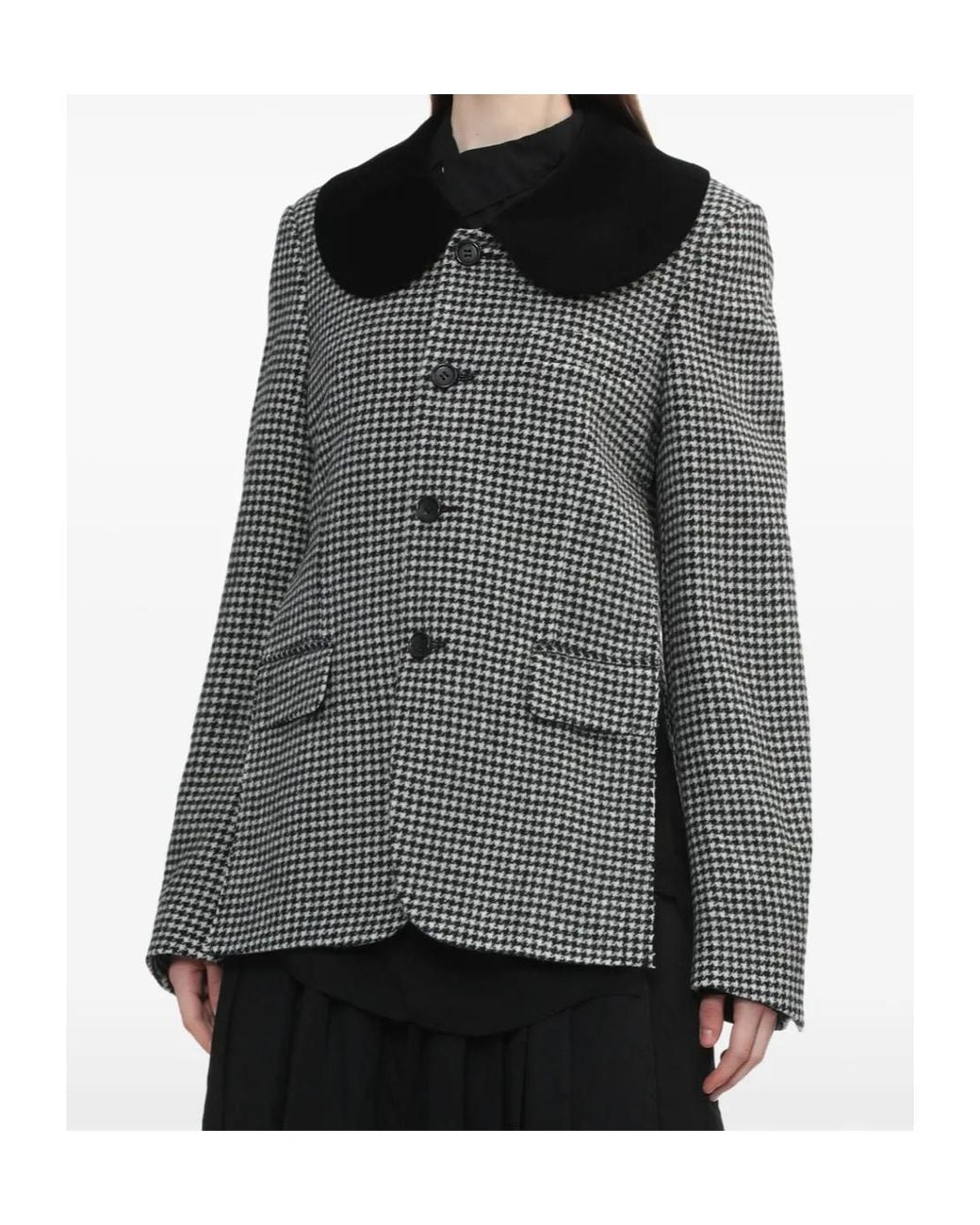 Comme des Garçons Gray Houndstooth Collar Blazer