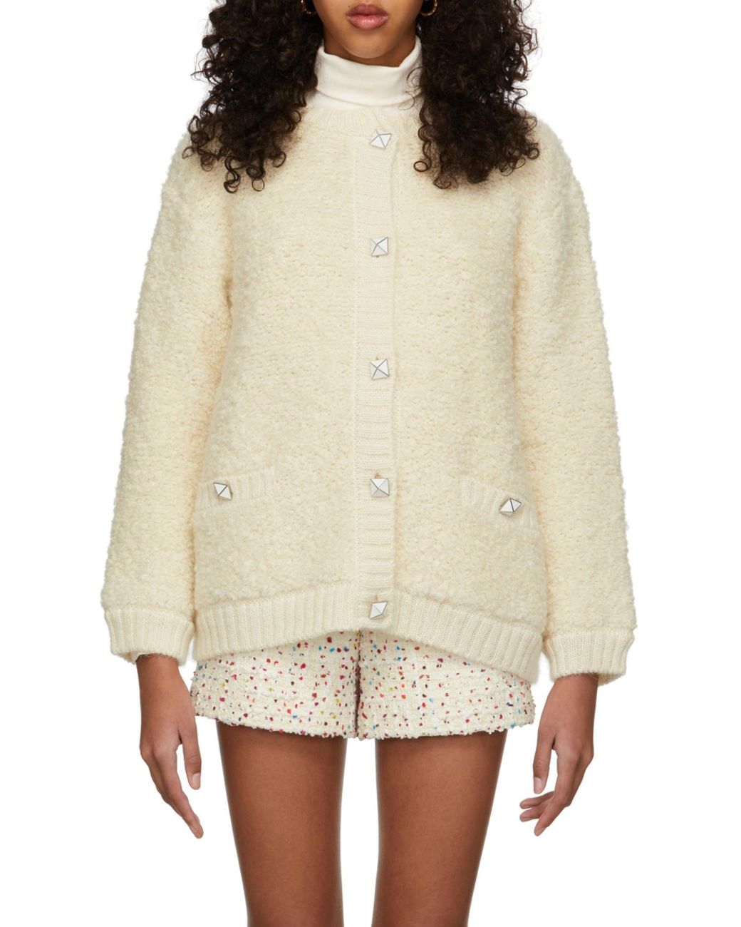 Valentino White Long-Sleeved Button-Down Casual Jacket