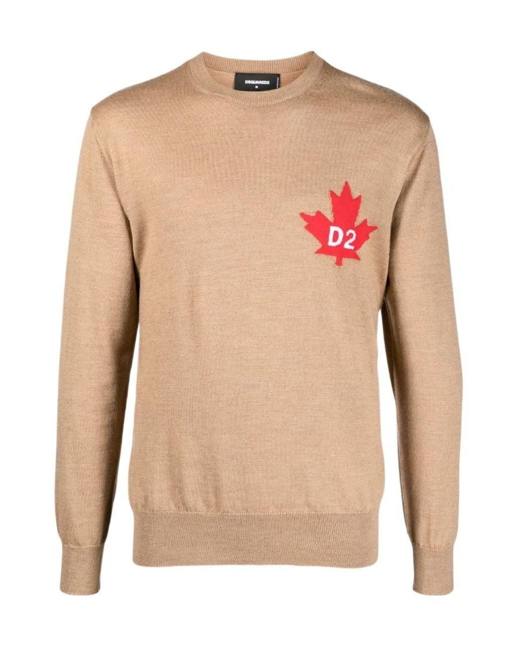 DSquared² Pink Fine-Knit Crew-Neck Jumper for men