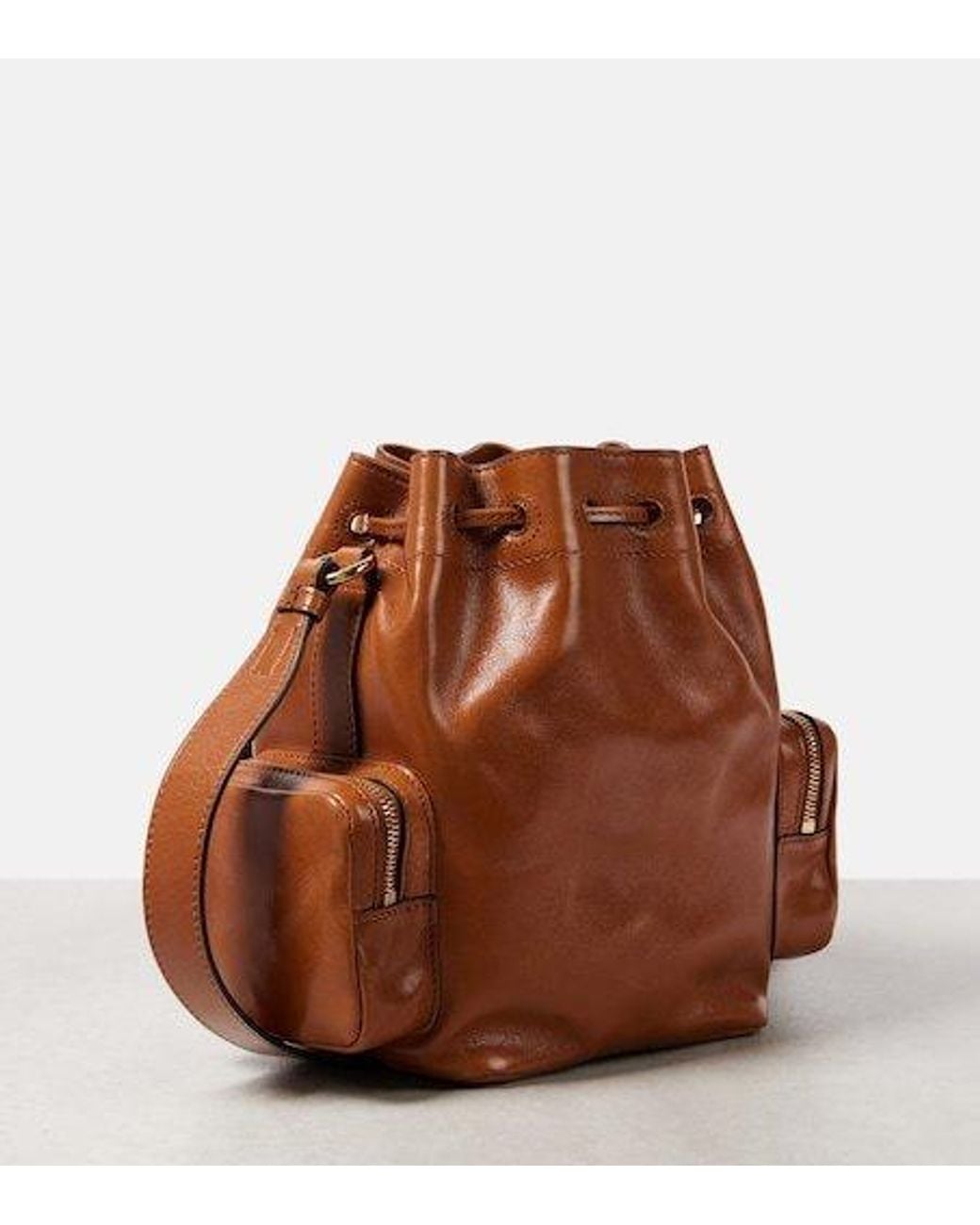 Chloé Brown Camera Leather Bucket Bag