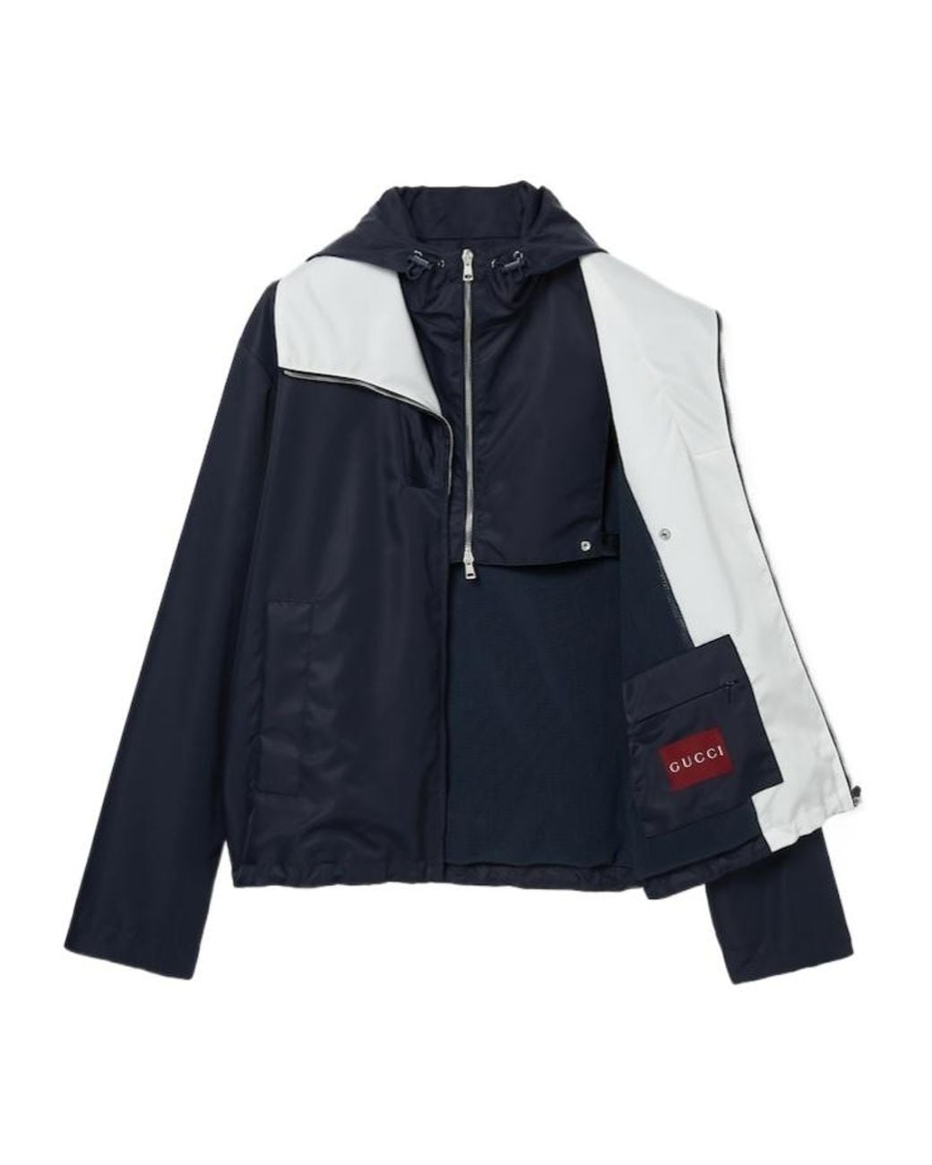 Gucci Blue Nylon Twill Jacket With Patch for men