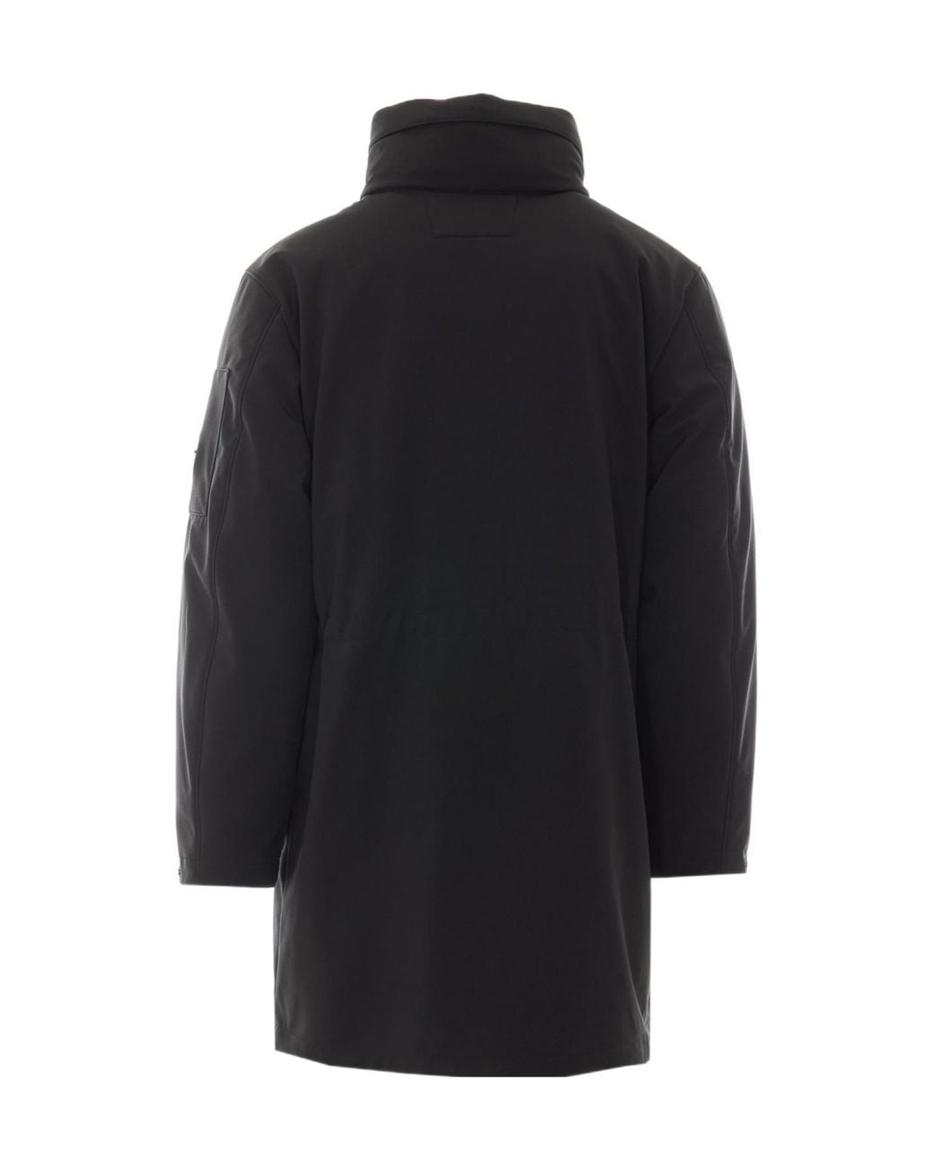 C P Company Black Hooded Padded Parka Coat for men