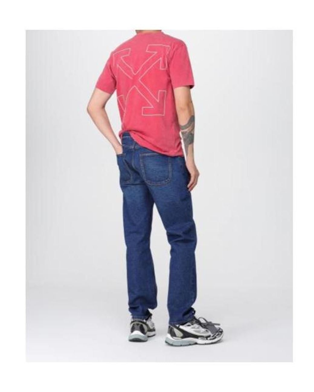 Off-White c/o Virgil Abloh Pink Outline Arrow Logo T-Shirt for men