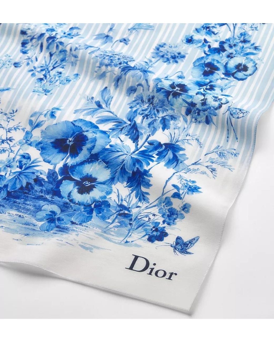 Dior Blue Iviera Toile De Jouy Floral Garden Sarong